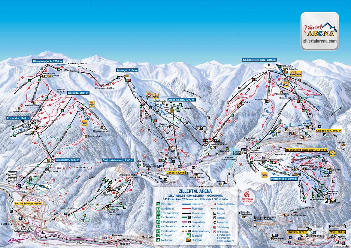 Gerlos ski map