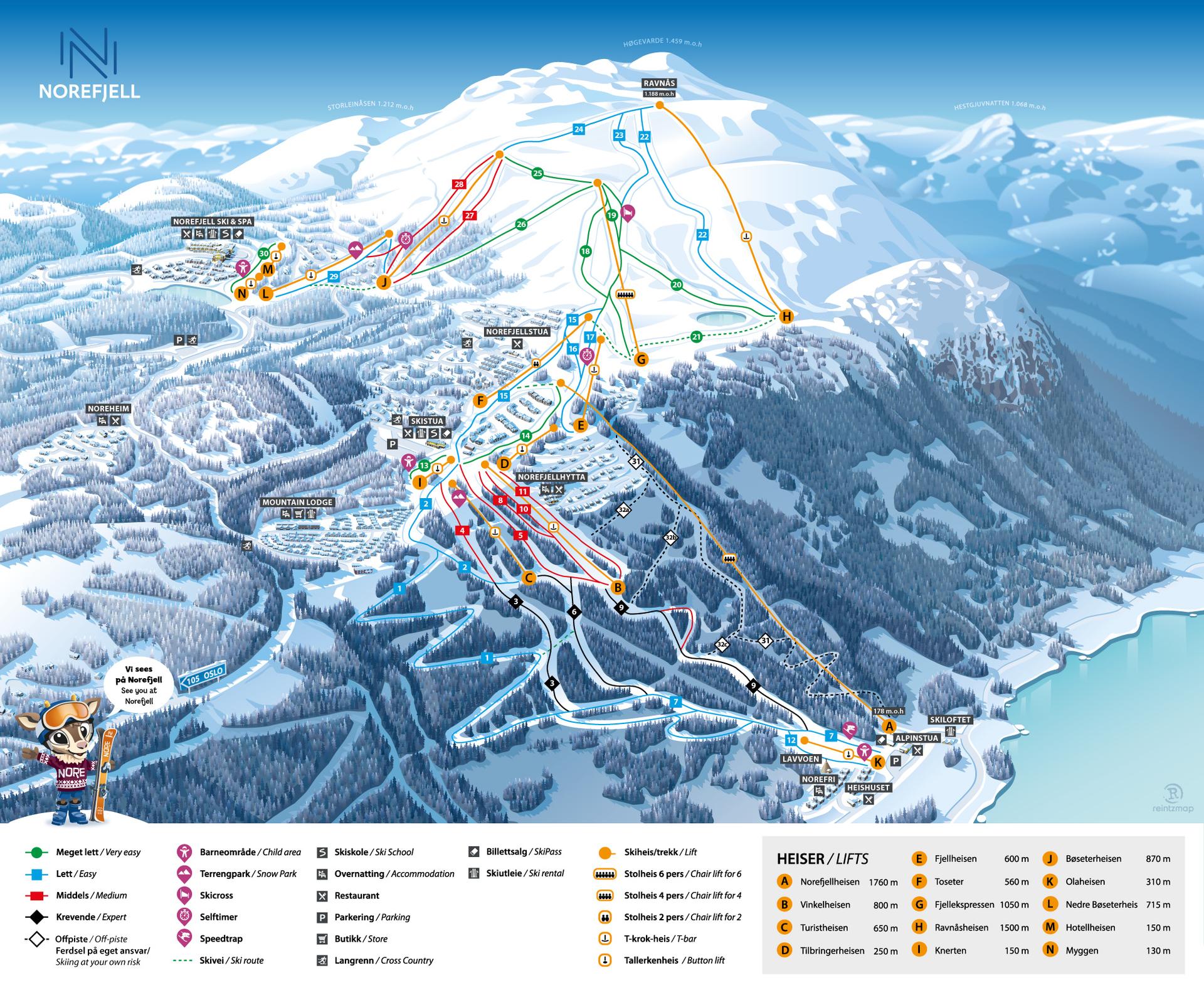 Norefjell ski map